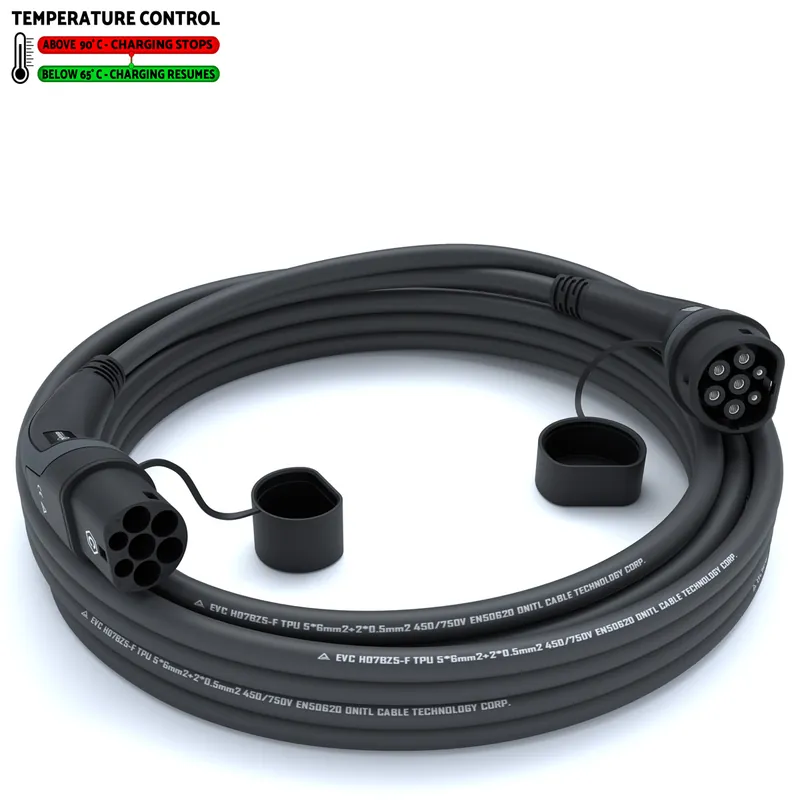 Weltweiter Versand Typ 2 Ladekabel 22 kW | 15 m | Schwarz